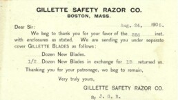 Gillette Postal Card 1905 Back